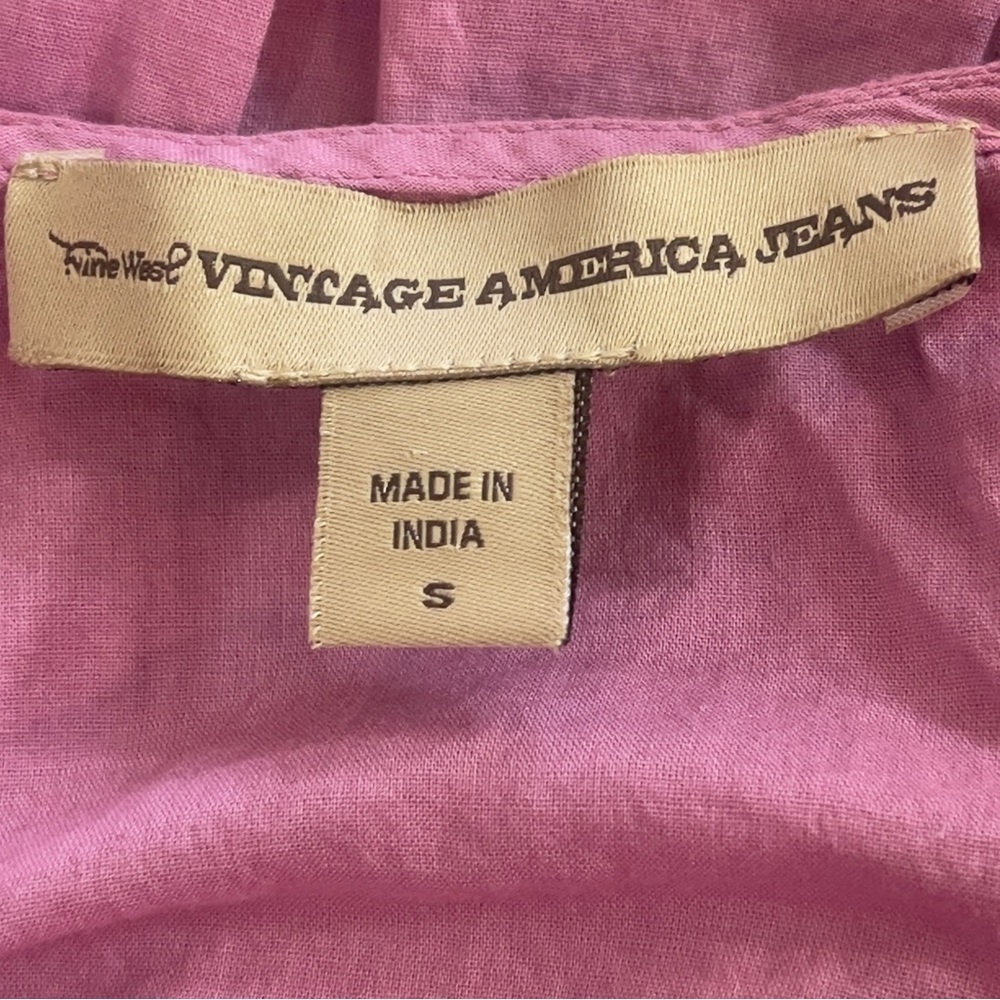 Vintage America Jeans Barrel Button Embroidered Ruffled Hem Blouse Small - Picture 5 of 6